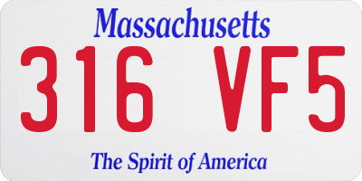 MA license plate 316VF5