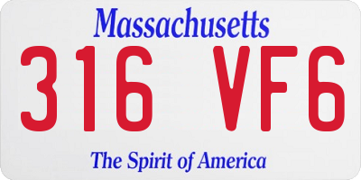 MA license plate 316VF6