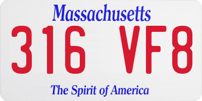 MA license plate 316VF8