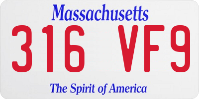 MA license plate 316VF9
