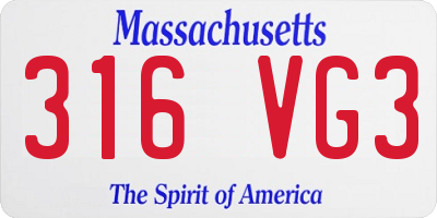 MA license plate 316VG3