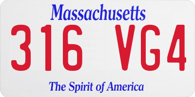 MA license plate 316VG4