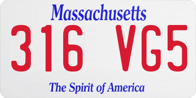 MA license plate 316VG5