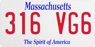 MA license plate 316VG6