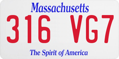 MA license plate 316VG7
