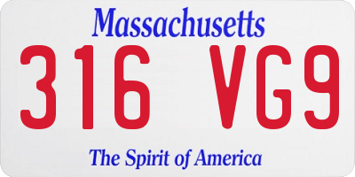 MA license plate 316VG9