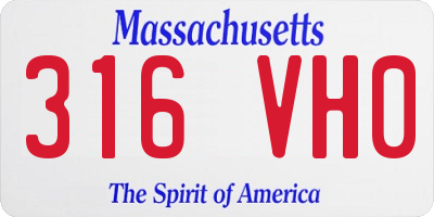 MA license plate 316VH0
