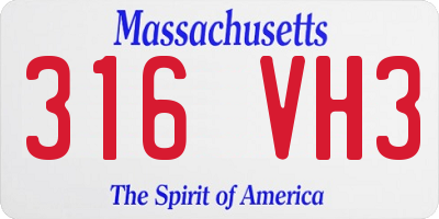 MA license plate 316VH3
