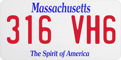 MA license plate 316VH6