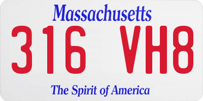 MA license plate 316VH8