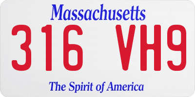 MA license plate 316VH9