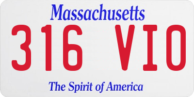 MA license plate 316VI0