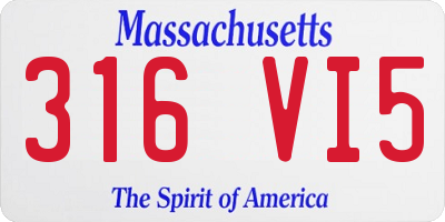 MA license plate 316VI5