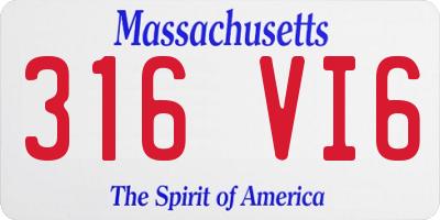 MA license plate 316VI6