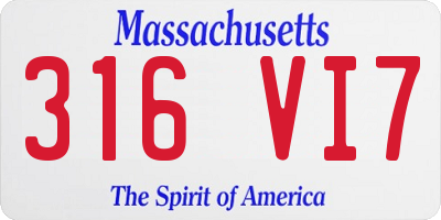 MA license plate 316VI7