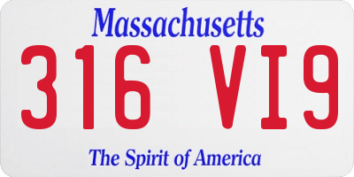 MA license plate 316VI9