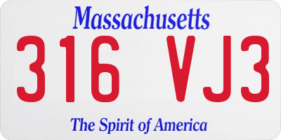 MA license plate 316VJ3
