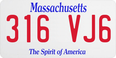 MA license plate 316VJ6