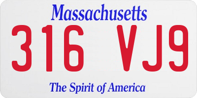 MA license plate 316VJ9
