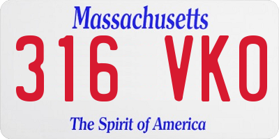 MA license plate 316VK0