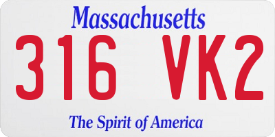 MA license plate 316VK2
