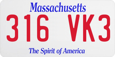 MA license plate 316VK3