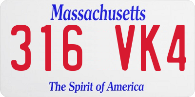 MA license plate 316VK4