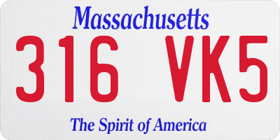 MA license plate 316VK5