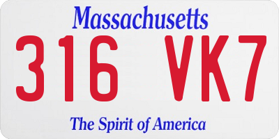 MA license plate 316VK7