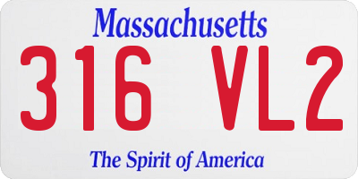 MA license plate 316VL2