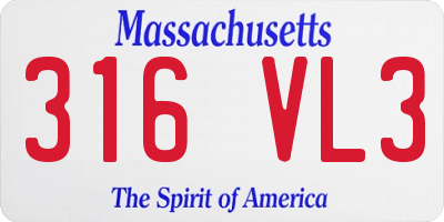 MA license plate 316VL3