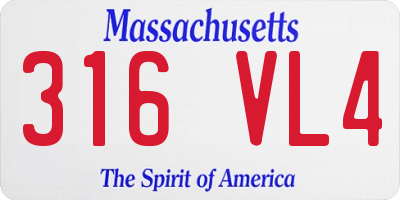 MA license plate 316VL4