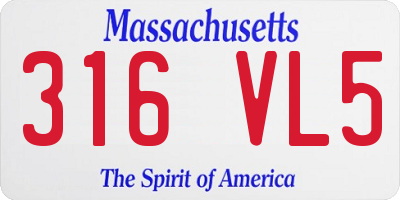 MA license plate 316VL5
