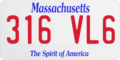 MA license plate 316VL6