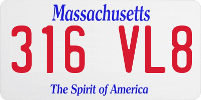MA license plate 316VL8