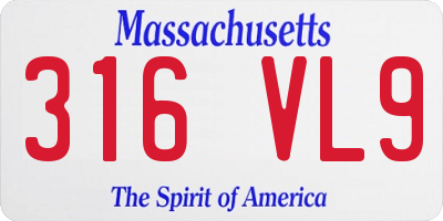 MA license plate 316VL9
