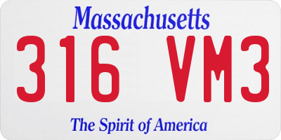 MA license plate 316VM3