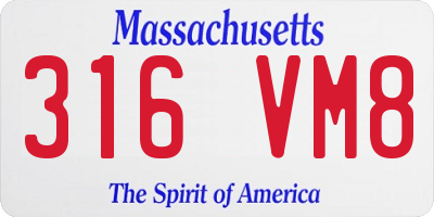 MA license plate 316VM8