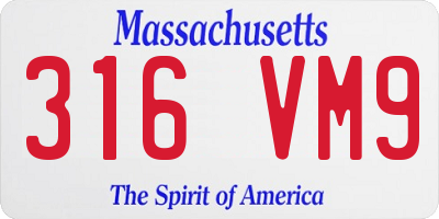 MA license plate 316VM9