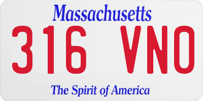 MA license plate 316VN0