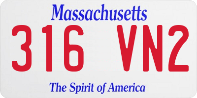MA license plate 316VN2