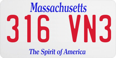 MA license plate 316VN3