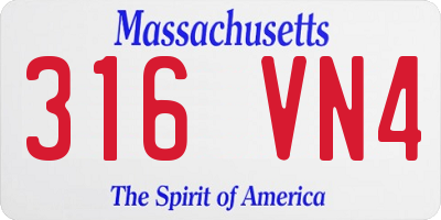 MA license plate 316VN4