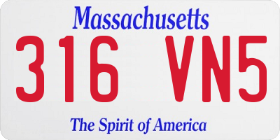 MA license plate 316VN5