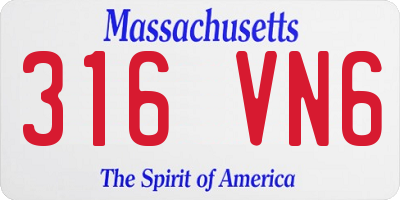 MA license plate 316VN6