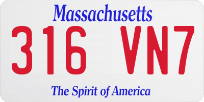 MA license plate 316VN7