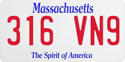 MA license plate 316VN9
