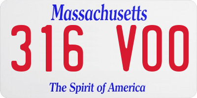 MA license plate 316VO0