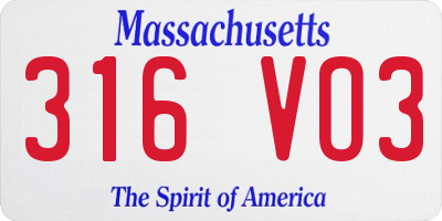 MA license plate 316VO3