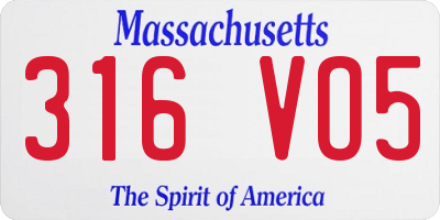 MA license plate 316VO5